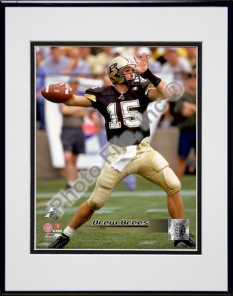 Drew Brees "Purdue University Boilermakers 2000 Action" Double Matted 8" x 10" Photograph In Black A