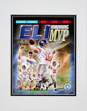 Eli Manning Super Bowl XLII MVP Portrait Plus Double Matted 8” x 10” Photograph (Unframed)