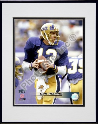 Dan Marino "University of Pittsburgh Action" Double Matted 8" x 10" Photograph In Black Anodized Alu