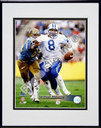Steve Young "Brigham Young University Action" Double Matted 8" x 10" Photograph In Black Anodized Al