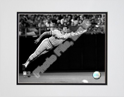 Brooks Robinson 1973 Diving Catch, B&W Double Matted 8” x 10” Photograph (Unframed)