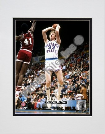Larry Bird Indiana State Sycamores "Action" Double Matted 8” x 10” Photograph (Unframed)