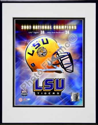 Louisiana State (LSU) Tigers BCS National Champs logo Double Matted 8” x 10” Photograph in Black Anodized Aluminum F