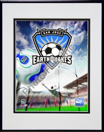 San Jose Earthquakes "2008 Logo" Double Matted 8" x 10" Photograph In Black Anodized Aluminum Frame