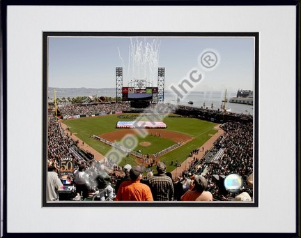 AT&T Park "2008 Opening Day; San Francisco Giants" Double Matted 8” x 10” Photograph in Black Anodized