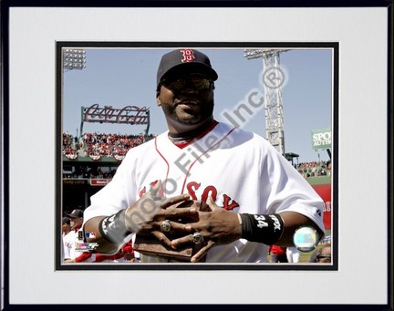 David Ortiz  "2008 World Series Ring Ceremony" Double Matted 8” x 10” Photograph in Black Anodized Aluminu