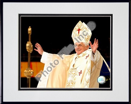Pope Benedict XVI 2008 Double Matted 8” x 10” Photograph in Black Anodized Aluminum Frame