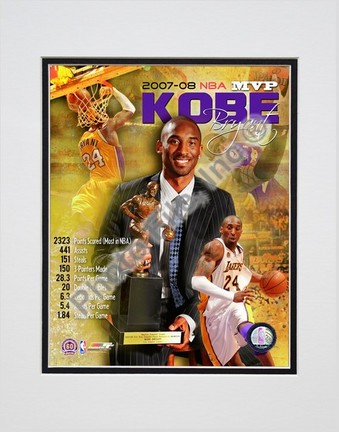 Kobe Bryant "2008 MVP Portrait Plus; LA Lakers" Double Matted 8” x 10” Photograph (Unframed)
