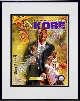 Kobe Bryant "2008 MVP Portrait Plus; LA Lakers" Double Matted 8” x 10” Photograph in Black Anodized Alumin