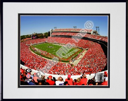Sanford Stadium, Univserity of Georgia Bulldogs; 2007 Double Matted 8â€ x 10â€ Photograph in Black Anodized Aluminum F