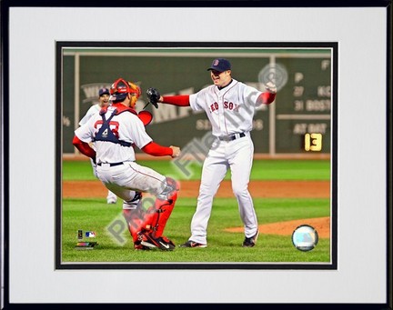 Jon Lester's 2008 No Hitter, Celebration Double Matted 8” x 10” Photograph in Black Anodized Aluminum Frame