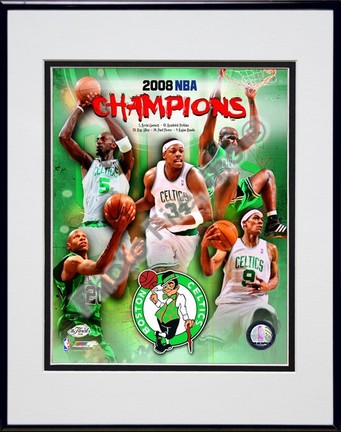 2007-2008 Boston Celtics NBA Champions Composite Double Matted 8” x 10” Photograph in Black Anodized Aluminum Frame
