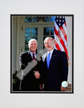 Senator John McCain & President George W. Bush at the White House March 5, 2008 in Washington, DC.; #74 Double Matte