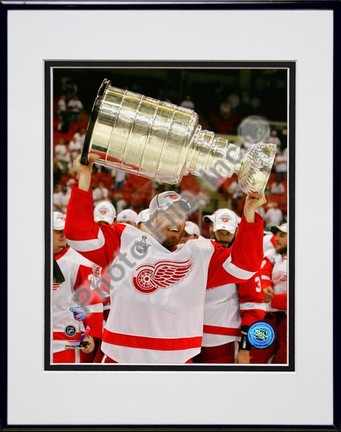 Johan Franzen with the Stanley Cup, Game 6 of the 2008 NHL Stanley Cup Finals; #31 Double Matted 8” x 10” Photograph