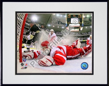 Chris Osgood in Game 6 of the 2008 NHL Stanley Cup Finals; Action #25 Double Matted 8” x 10” Photograph in Black Ano