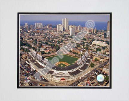 Wrigley Field "Aerial View" Double Matted 8" x 10" Photograph (Unframed)