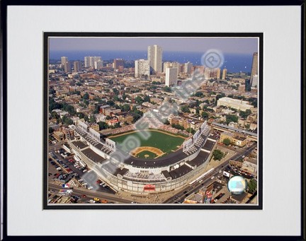 Wrigley Field "Aerial View" Double Matted 8" x 10" Photograph in Black Anodized Aluminum Frame
