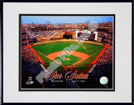 Opening Day of Shea Stadium April 17, 1964 With Overlay Double Matted 8” x 10” Photograph in Black Anodized Aluminum
