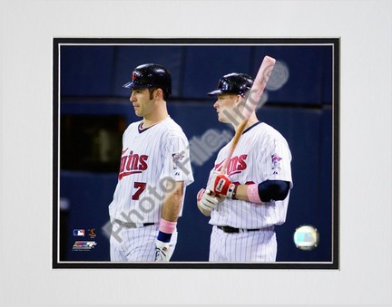 Joe Mauer & Justin Morneau "2008 Group Shot" Double Matted 8” x 10” Photograph (Unframed)