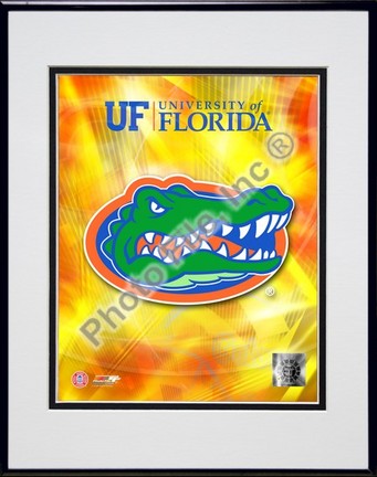 University of Florida Gators 2008 Logo Double Matted 8” x 10” Photograph in Black Anodized Aluminum Frame