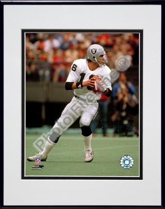 Jim Plunkett "Dropping Back Action" Double Matted 8” x 10” Photograph in Black Anodized Aluminum Frame
