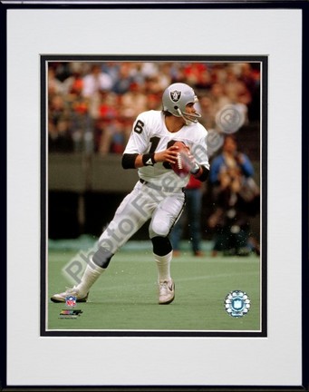 Jim Plunkett "Dropping Back Action" Double Matted 8” x 10” Photograph in Black Anodized Aluminum Frame