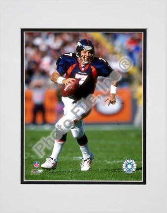 John Elway Rolling Out, Action Double Matted 8” x 10” Photograph (Unframed)