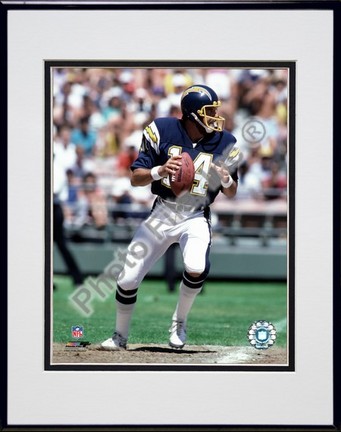 Dan Fouts "Dropping Back Action" Double Matted 8” x 10” Photograph in Black Anodized Aluminum Frame