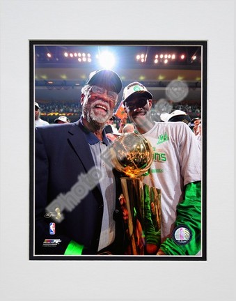 Kevin Garnett & Bill Russell, Game Six of the 2007-2008 NBA Finals; Celebration #32 Double Matted 8” x 10” Photo