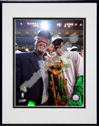 Kevin Garnett & Bill Russell, Game Six of the 2007-2008 NBA Finals; Celebration #32 Double Matted 8” x 10” Photo