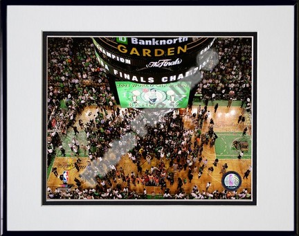TD Banknorth Garden, Game 6 of the 2008 NBA Finals; Celebration #28 Double Matted 8” x 10” Photograph in Black Anodi
