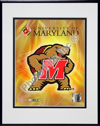 University of Maryland 2008 Logo Double Matted 8” x 10” Photograph in Black Anodized Aluminum Frame