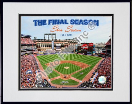 2008 Shea Stadium Final Season With Overlay Double Matted 8” x 10” Photograph in Black Anodized Aluminum Frame