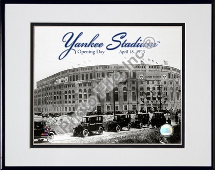 Yankee Stadium 1923 Opening Day With Overlay Double Matted 8” x 10” Photograph in Black Anodized Aluminum Frame