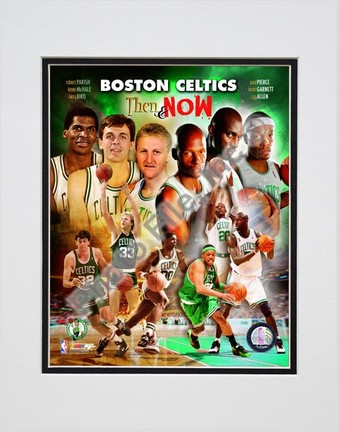 2008 Boston Celtics Then & Now Composite Double Matted 8” x 10” Photograph (Unframed)