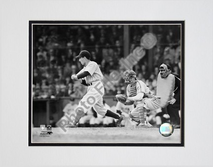Phil Rizzuto "Batting Action (Black & White)" Double Matted 8” x 10” Photograph (Unframed)