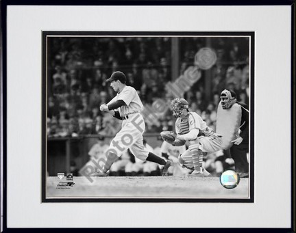 Phil Rizzuto "Batting Action (Black & White)" Double Matted 8” x 10” Photograph in Black Anodized Alum