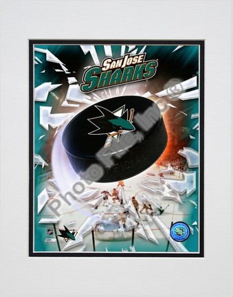 2008 San Jose Sharks Team Logo Double Matted 8” x 10” Photograph (Unframed)