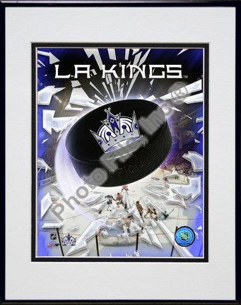 2008 Los Angeles Kings Team Logo Double Matted 8” x 10” Photograph in Black Anodized Aluminum Frame