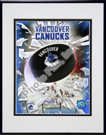 2008 Vancouver Canucks Logo Double Matted 8” x 10” Photograph in Black Anodized Aluminum Frame