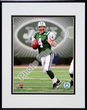 Brett Favre "2008 Passing Action Vertical" Double Matted 8” x 10” Photograph in Black Anodized Aluminum Fr