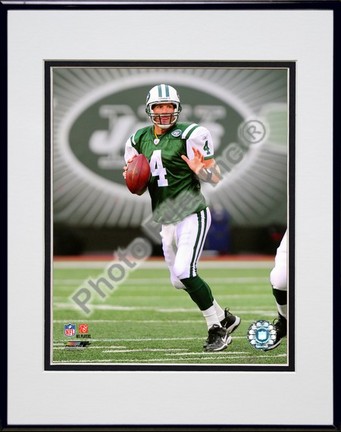 Brett Favre "2008 Passing Action Vertical" Double Matted 8â€ x 10â€ Photograph in Black Anodized Aluminum Fr