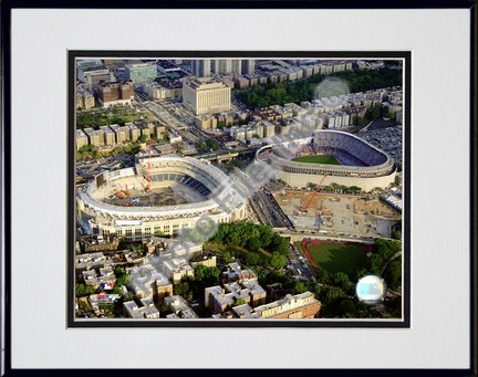Yankee Stadium "2008 New & Old Stadium" Double Matted 8” x 10” Photograph in Black Anodized Aluminum F