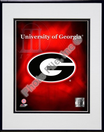 2008 University of Georgia Team Logo Double Matted 8” x 10” Photograph in Black Anodized Aluminum Frame