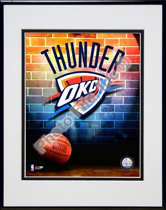 2008-2009 Oklahoma Thunder Team Logo Double Matted 8” x 10” Photograph in Black Anodized Aluminum Frame