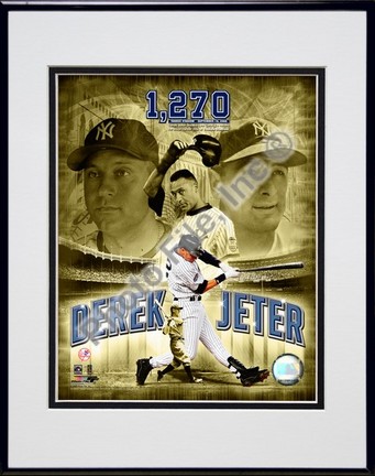 Derek Jeter "2008 Most Career Hits at Yankee Stadium" Double Matted 8” x 10” Photograph in Black Anodized 