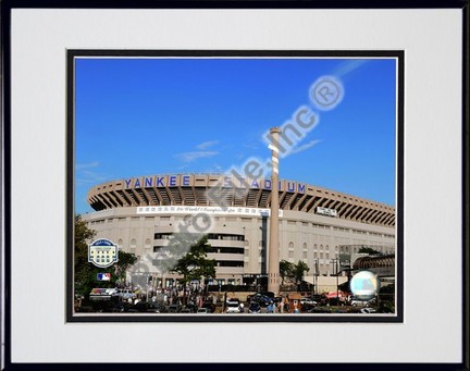 Yankee Stadium Outside Final Game September 21, 2008 Double Matted 8” x 10” Photograph in Black Anodized Aluminum Fr