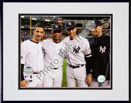 Jorge Posada, Mariano Rivera, Derek Jeter & Andy Pettitte Final Game At Yankee Stadium 2008 Double Matted 8” x 10