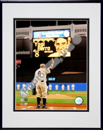 Yogi Berra "Final Game At Yankee Stadium 2008" Double Matted 8” x 10” Photograph in Black Anodized Aluminu