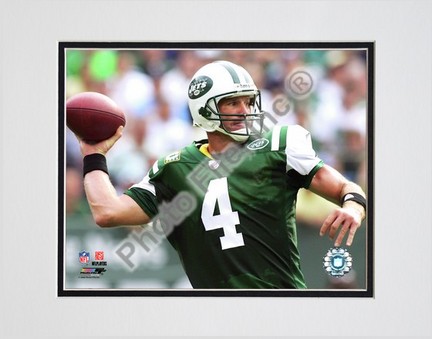 Brett Favre "2008 Passing Action Horizontal" Double Matted 8” x 10” Photograph (Unframed)